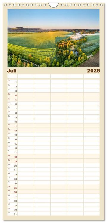 Produktbild: Familienplaner 2026 - Unser Erzgebirge von oben mit 5 Spalten (Wandkalender, 21 x 45 cm) CALVENDO