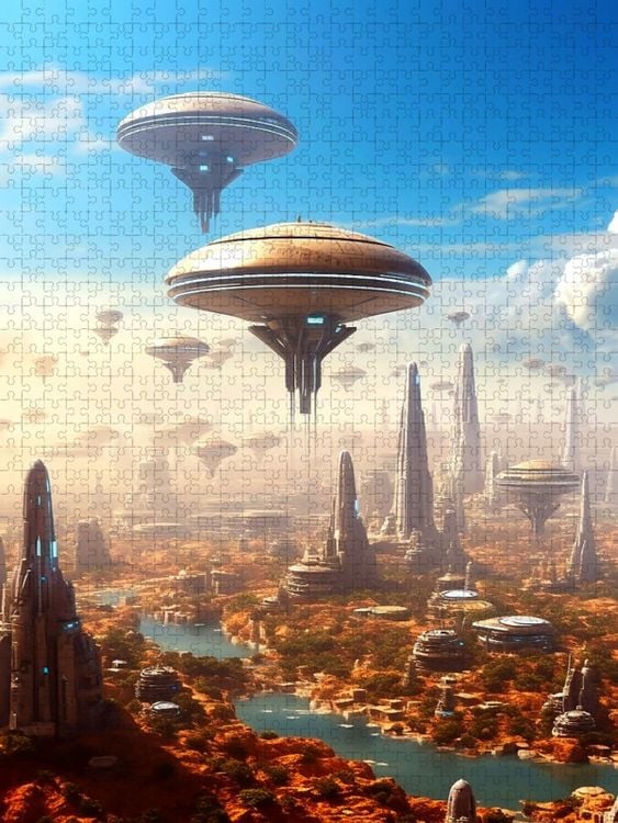 Produktbild: CALVENDO Puzzle Aufbruch - startende fremde Raumschiffe | 1000 Teile Lege-Gr&ouml;&szlig;e 64x48cm Foto-Puzzle f&uuml;r gl&uuml;ckliche Stunden