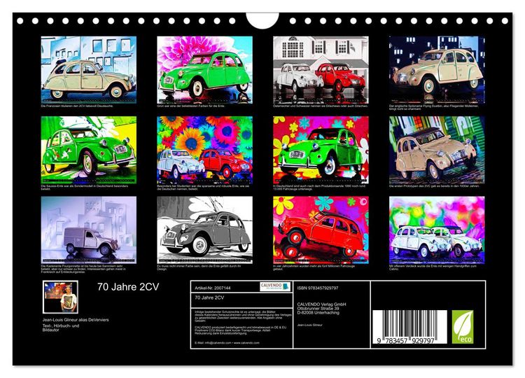 Produktbild: 70 Jahre 2CV (Wandkalender 2026 DIN A4 quer), CALVENDO Monatskalender