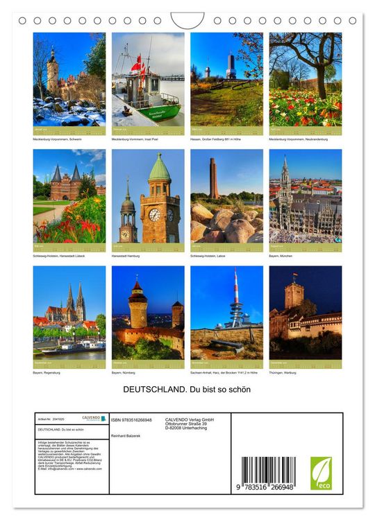 Produktbild: DEUTSCHLAND. Du bist so sch&ouml;n (Wandkalender 2026 DIN A4 hoch), CALVENDO Monatskalender
