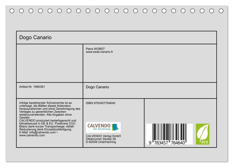 Produktbild: Dogo Canario (Tischkalender 2026 DIN A5 quer), CALVENDO Monatskalender