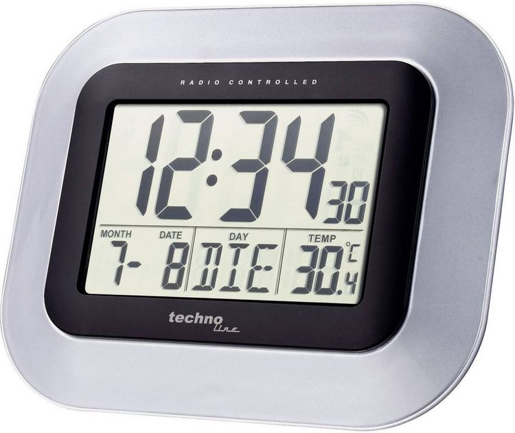 Produktbild: Techno Line WS 8005 Funk Wanduhr 22.8 cm x 18 cm x 2.8 cm Silber, Schwarz
