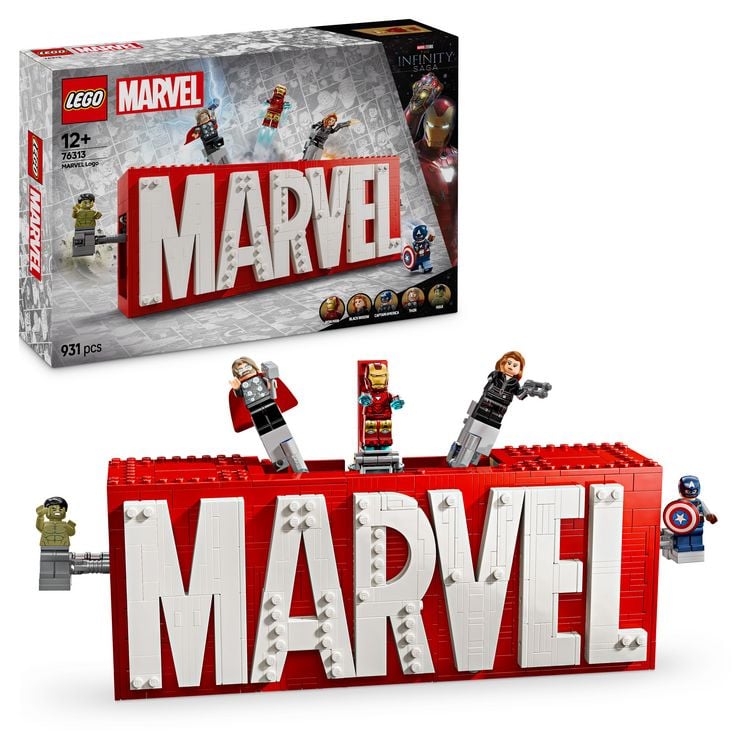 Bild vom Artikel LEGO Marvel: MARVEL Logo & Minifiguren - Set mit Avengers Figuren 76313 vom Autor 