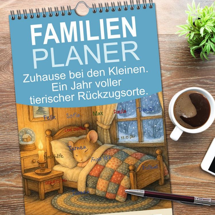 Produktbild: Familienplaner 2026 - Zuhause bei den Kleinen. Ein Jahr voller tierischer R&uuml;ckzugsorte. mit 5 Spalten (Wandkalender, 21 x 45 cm) CALVENDO