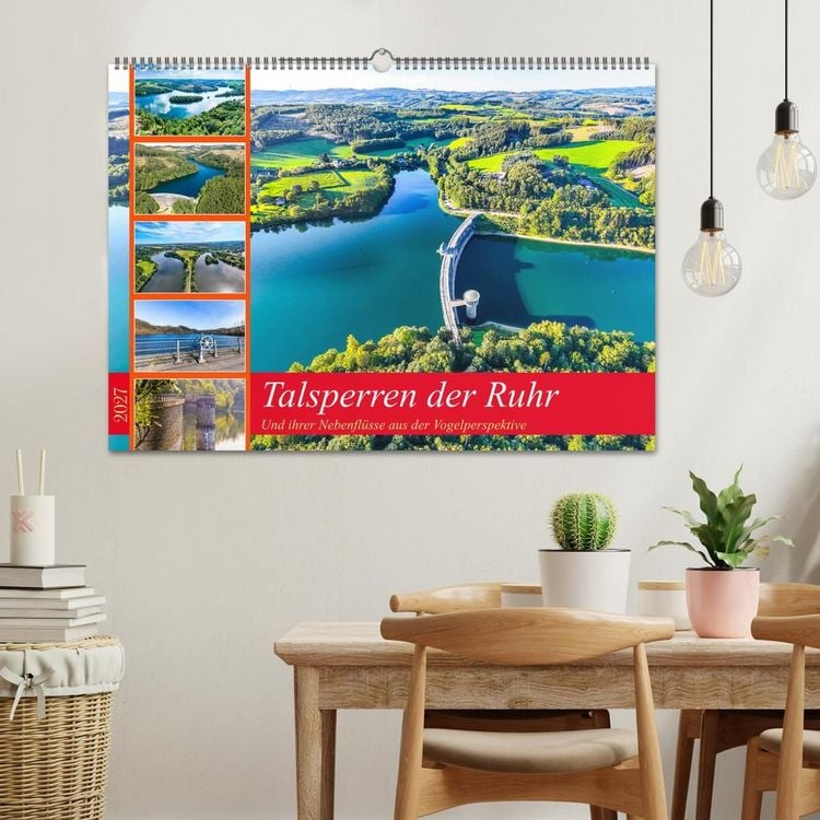 Produktbild: Talsperren der Ruhr und ihrer Nebenfl&uuml;sse aus der Vogelperspektive (Wandkalender 2027 DIN A2 quer), CALVENDO Monatskalender