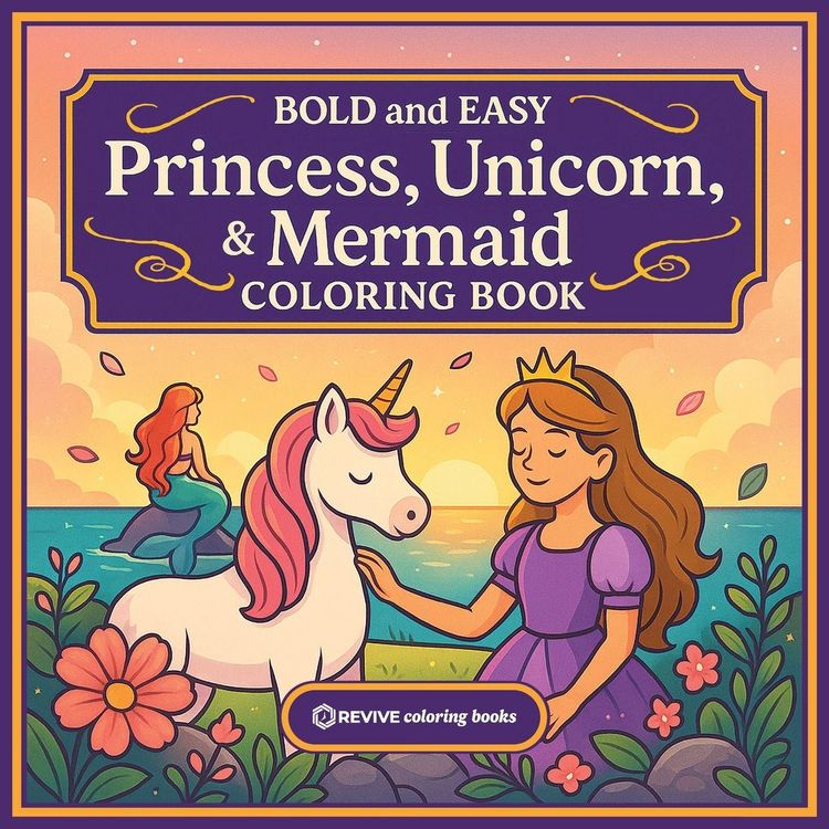 Produktbild: Bold & Easy Princess, Unicorn, & Mermaid Coloring Book