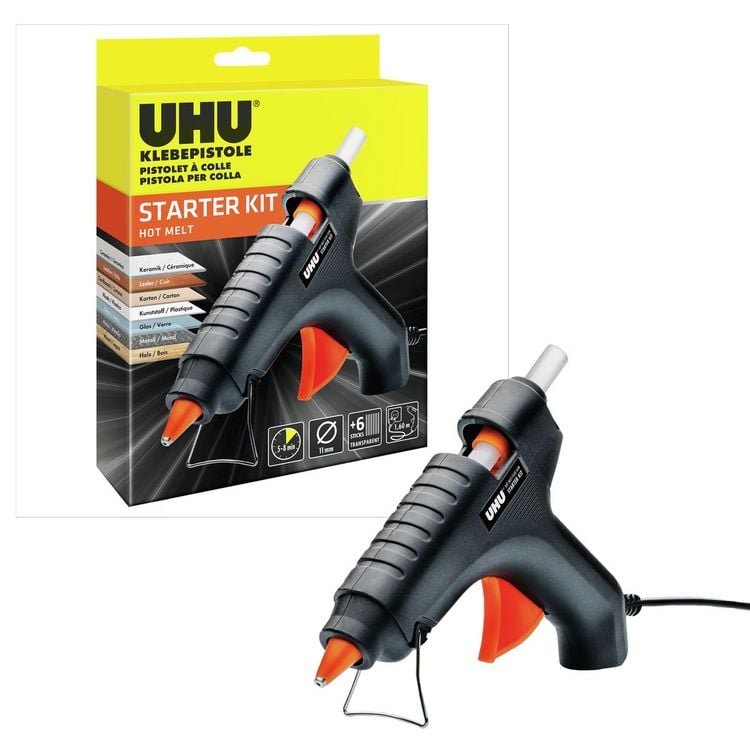 Produktbild: UHU Klebepistole Starter Kit Hot melt mit 6 Patronen Faltschachtel