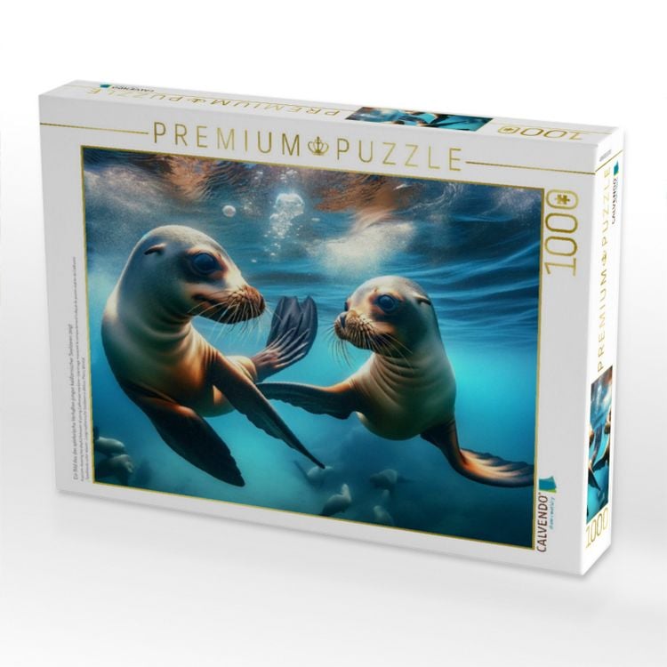 Produktbild: CALVENDO Puzzle Ein Bild das das spielerische Verhalten junger kalifornischer Seel&ouml;wen zeigt | 1000 Teile Lege-Gr&ouml;&szlig;e 64x48cm Foto-Puzzle f&uuml;r gl&uuml;cklich
