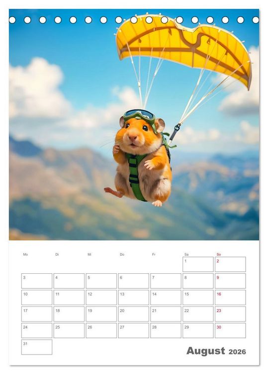 Produktbild: Adventure Hamster - Sportliche KI Hamster pr&auml;sentieren den Abenteuer-Sport (Tischkalender 2026 DIN A5 hoch), CALVENDO Monatskalender