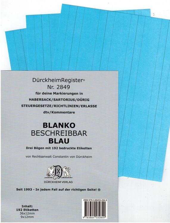 Produktbild: D&uuml;rckheimRegister&reg; BLANKO-BLAU beschreibbar f&uuml;r Gesetzessammlungen