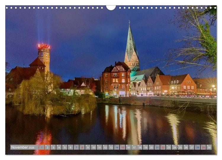 Produktbild: L&uuml;neburg - Eine mittelalterliche und romantische Hansestadt (Wandkalender 2026 DIN A3 quer), CALVENDO Monatskalender