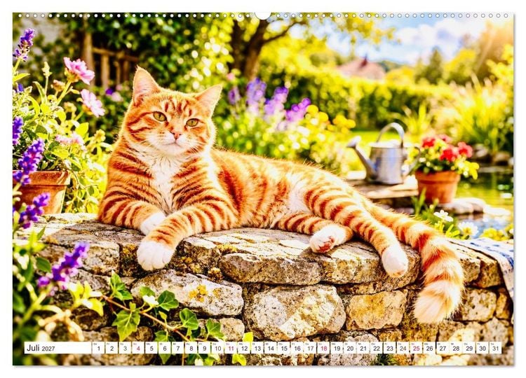 Produktbild: Rote Katzen (hochwertiger Premium Wandkalender 2027 DIN A2 quer), Kunstdruck in Hochglanz
