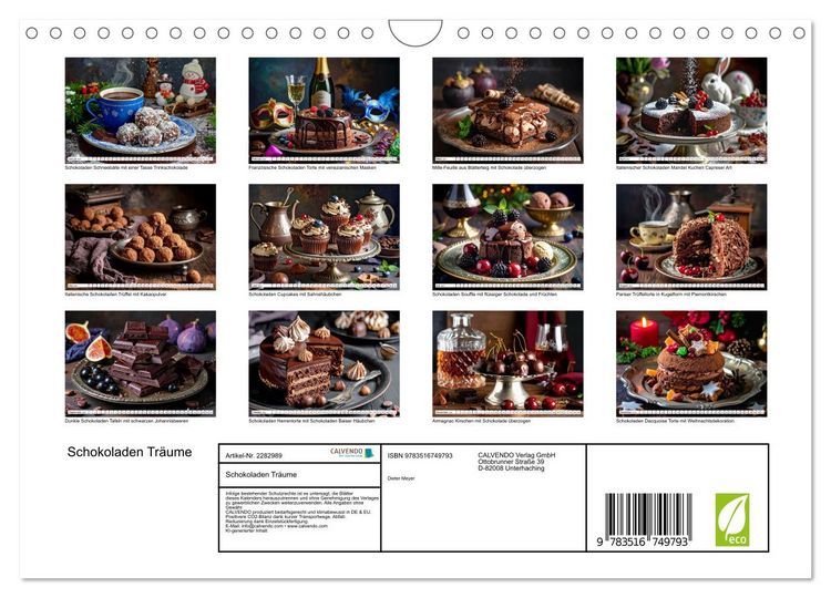 Produktbild: Schokoladen Tr&auml;ume (Wandkalender 2027 DIN A4 quer), CALVENDO Monatskalender