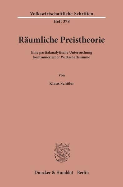 Produktbild: R&auml;umliche Preistheorie.