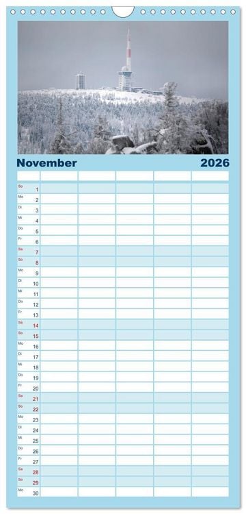 Produktbild: Familienplaner 2026 - Sagenumwobener Harz mit 5 Spalten (Wandkalender, 21 x 45 cm) CALVENDO