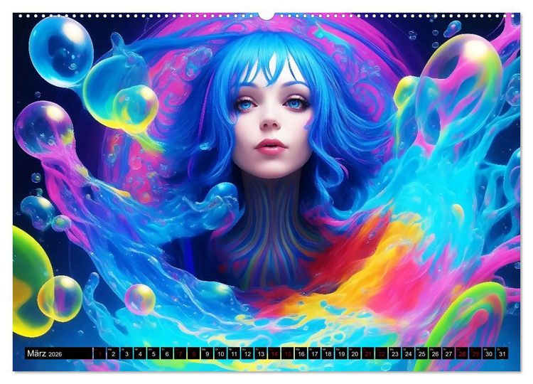 Produktbild: Psychedelische Ladies (hochwertiger Premium Wandkalender 2026 DIN A2 quer), Kunstdruck in Hochglanz
