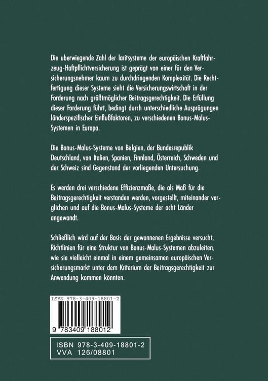 Produktbild: Effizienz von Bonus-Malus-Systemen