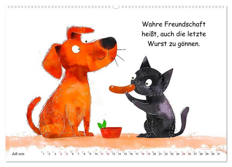 Produktbild: Vier Pfoten, viele Spr&uuml;che - Lustige Weisheiten mit Hund (Wandkalender 2026 DIN A2 quer), CALVENDO Monatskalender