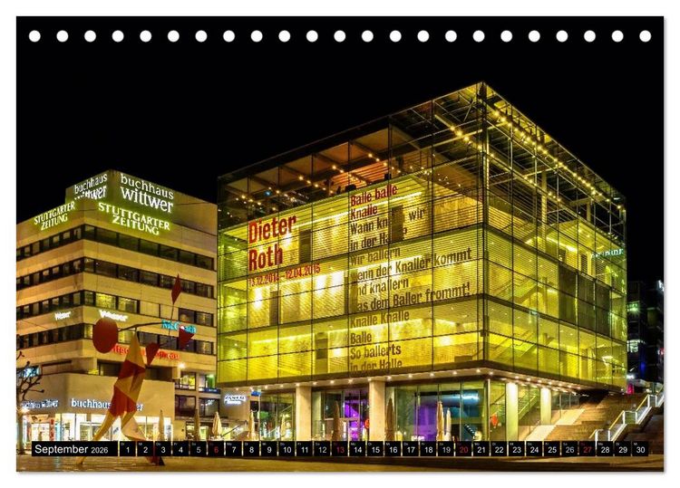 Produktbild: Stuttgart - Blue City Lights (Tischkalender 2026 DIN A5 quer), CALVENDO Monatskalender