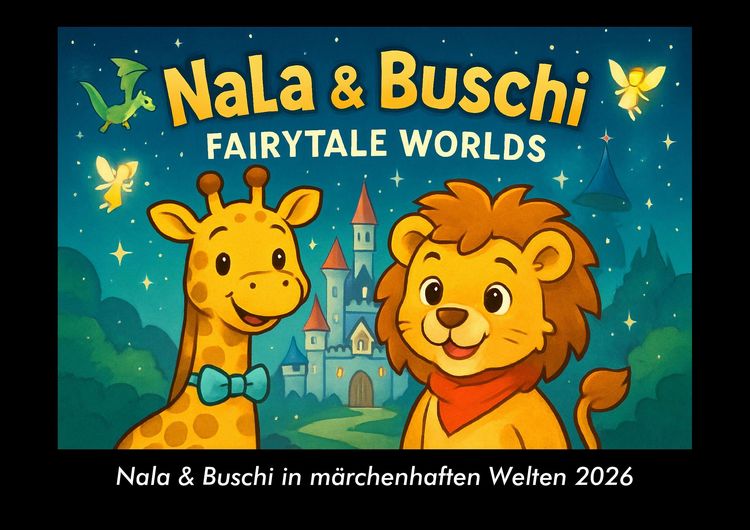 Produktbild: Nala & Buschi in m&auml;rchenhaften Welten 2026 Fotokalender DIN A3