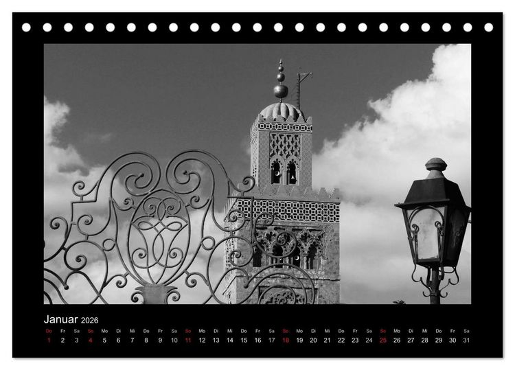 Produktbild: Marokko - Nostalgie in schwarz-weiss (Tischkalender 2026 DIN A5 quer), CALVENDO Monatskalender