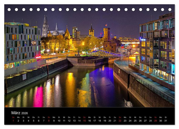 Produktbild: K&ouml;ln Impressionen bei Nacht (Tischkalender 2026 DIN A5 quer), CALVENDO Monatskalender