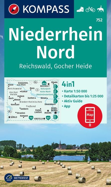 Bild vom Artikel KOMPASS Wanderkarte 752 Niederrhein Nord, Reichswald 1:50.000 vom Autor 