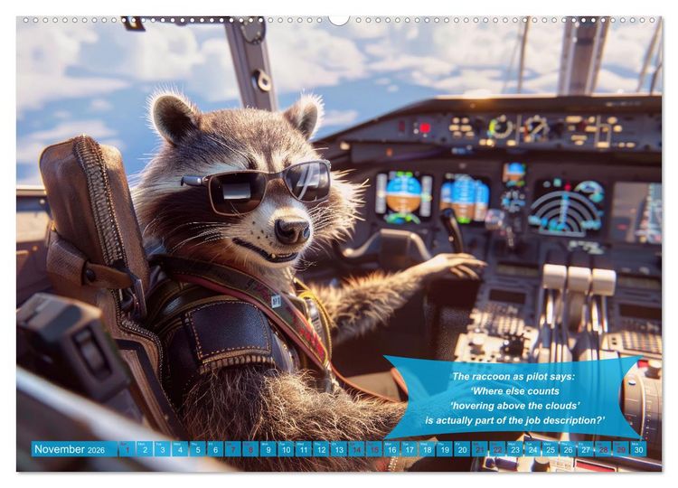 Produktbild: Funny charming animals as pilots (High Quality Premium Wall Calendar 2026 DIN A2 landscape),CALVENDO 12 Month Wall Calendar