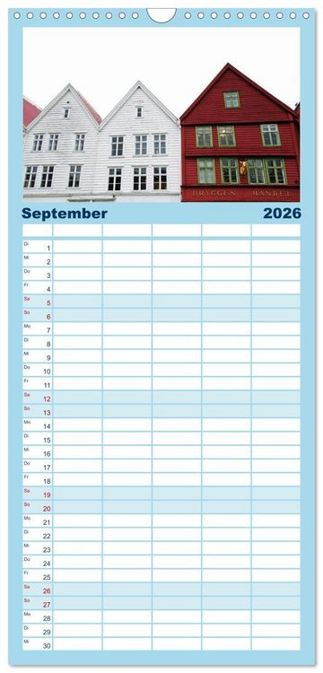 Produktbild: Familienplaner 2026 - Norwegen - Hurtigruten mit 5 Spalten (Wandkalender, 21 x 45 cm) CALVENDO