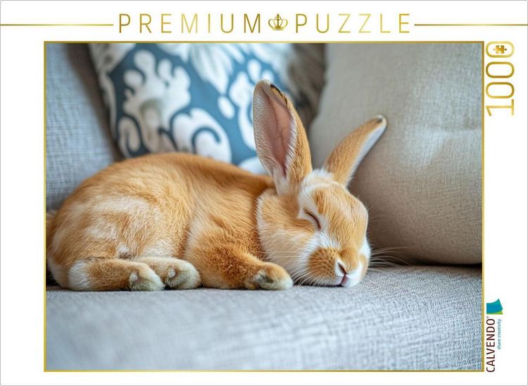 Produktbild: CALVENDO Puzzle Couch Kaninchen im Schlaf | 1000 Teile Lege-Gr&ouml;&szlig;e 64x48cm Foto-Puzzle f&uuml;r gl&uuml;ckliche Stunden