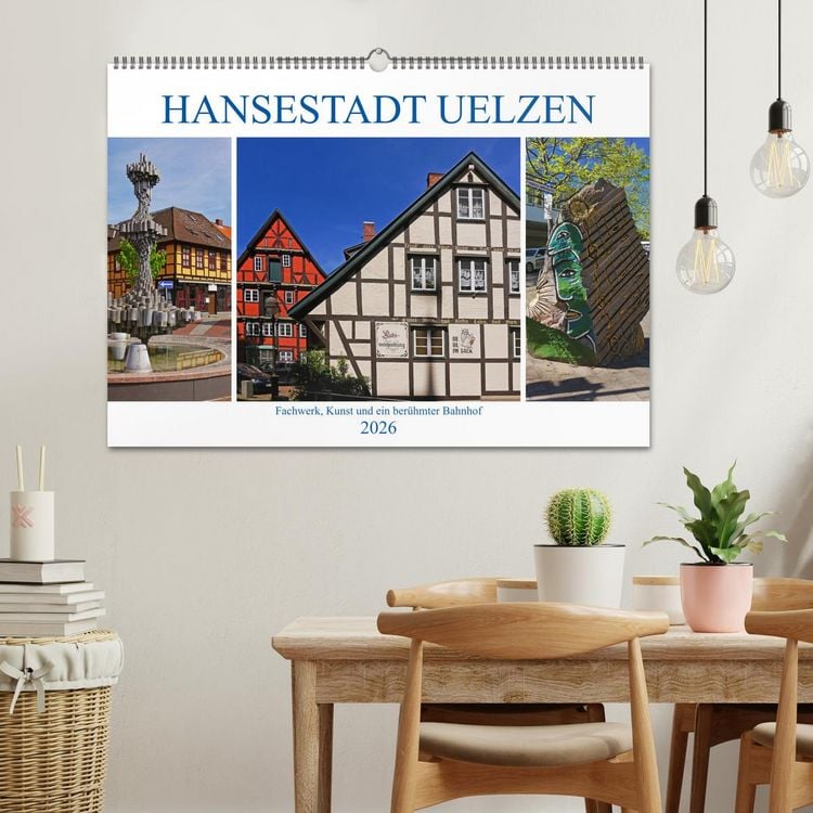 Produktbild: Hansestadt Uelzen. Fachwerk, Kunst und ein ber&uuml;hmter Bahnhof (Wandkalender 2026 DIN A2 quer), CALVENDO Monatskalender