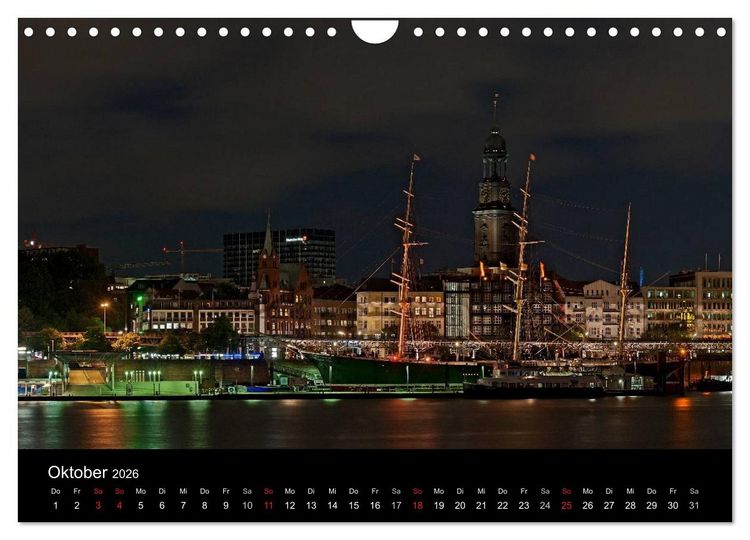 Produktbild: Hamburgs N&auml;chte (Wandkalender 2026 DIN A4 quer), CALVENDO Monatskalender