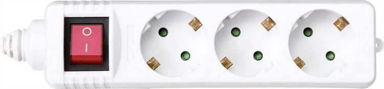 Produktbild: Sygonix BT-2372210 Steckdosenleiste mit Schalter 3fach Wei&szlig; 1St.