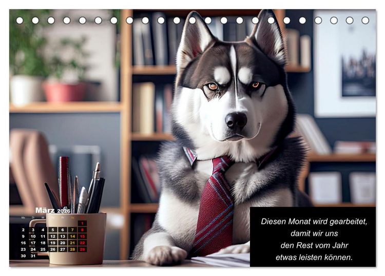 Produktbild: Der tierisch lustige Husky Kalender (Tischkalender 2026 DIN A5 quer), CALVENDO Monatskalender