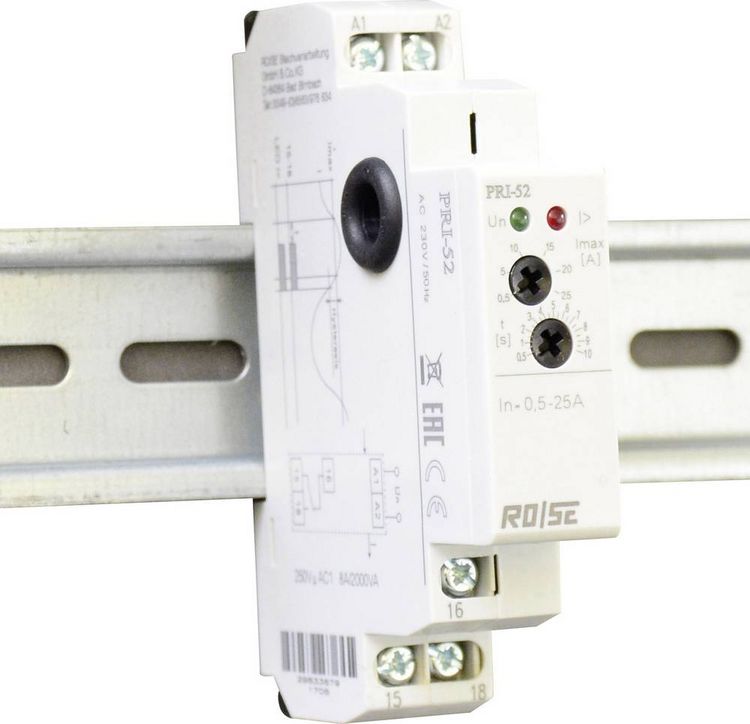 Produktbild: ELKO EP PRI-52 Strom&uuml;berwachungsrelais, AC 0,5-25A, 1 Wechsler, 230V AC, DIN-Schiene