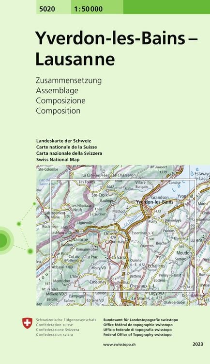 Produktbild: Swisstopo 1 : 50 000 Yverdon-les-Bains Lausanne