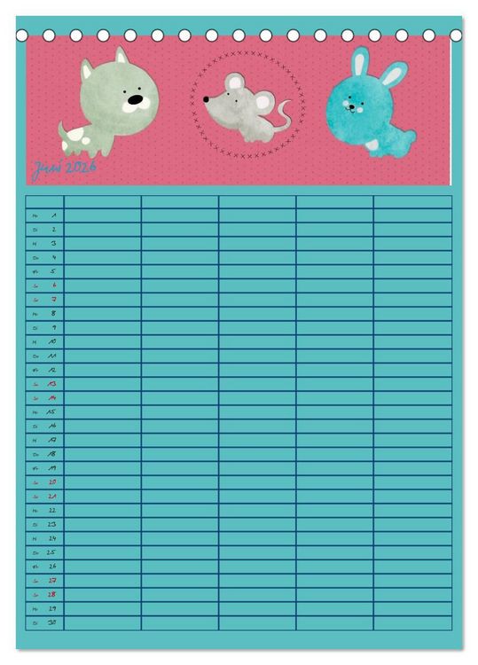 Produktbild: Unser buntes Familienleben (Tischkalender 2026 DIN A5 hoch), CALVENDO Monatskalender