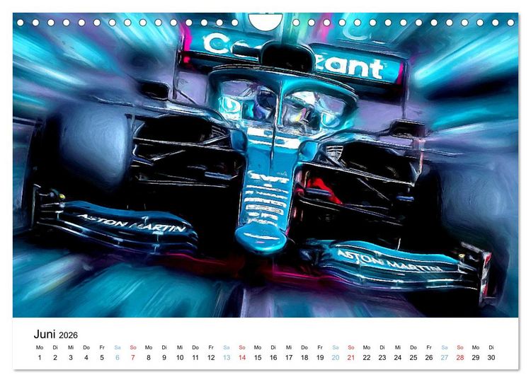 Produktbild: Formel 1 kreativ - Digital Art von Jean-Louis Glineur (Wandkalender 2026 DIN A4 quer), CALVENDO Monatskalender
