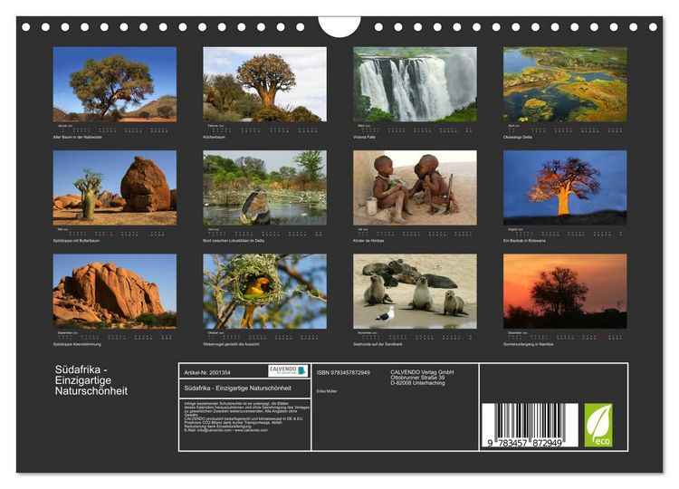 Produktbild: S&uuml;dafrika - Einzigartige Natursch&ouml;nheit (Wandkalender 2026 DIN A4 quer), CALVENDO Monatskalender