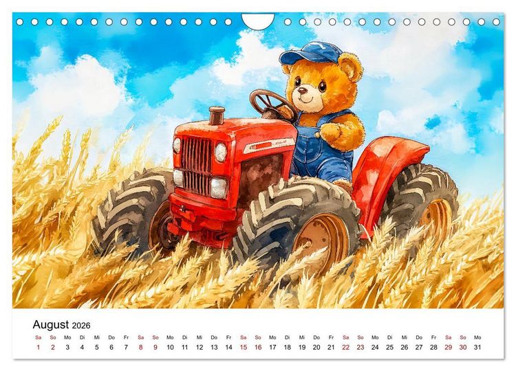 Produktbild: Teddy auf dem Bauernhof - Entdecke das Landleben mit Tieren und Feldern (Wandkalender 2026 DIN A4 quer), CALVENDO Monatskalender