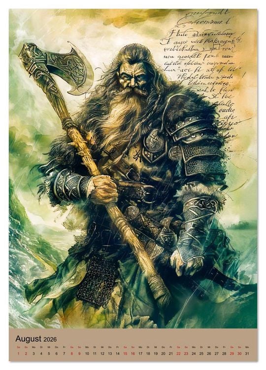 Produktbild: Wikinger - Mythologie - G&ouml;tter, Runen und Legenden (Wandkalender 2026 DIN A2 hoch), CALVENDO Monatskalender