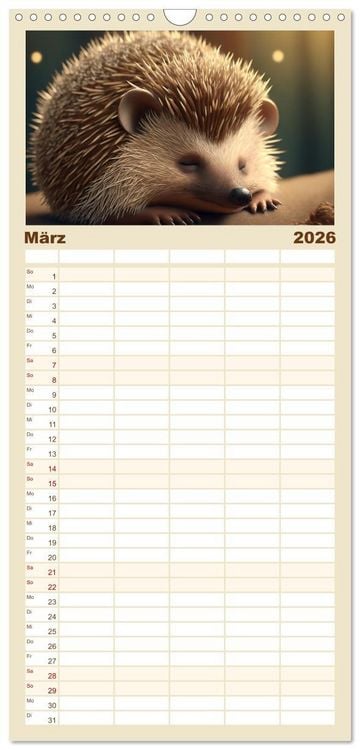 Produktbild: Familienplaner 2026 - Traumhafte Ruhe - Ein Jahr mit s&uuml;&szlig;en Schlafm&uuml;tzen mit 5 Spalten (Wandkalender, 21 x 45 cm) CALVENDO