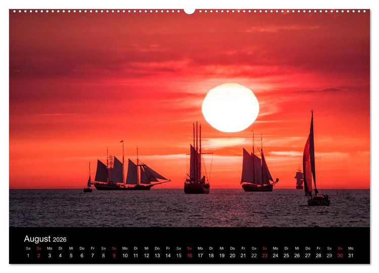 Produktbild: Windjammer auf der Ostsee im Abendlicht (Wandkalender 2026 DIN A2 quer), CALVENDO Monatskalender