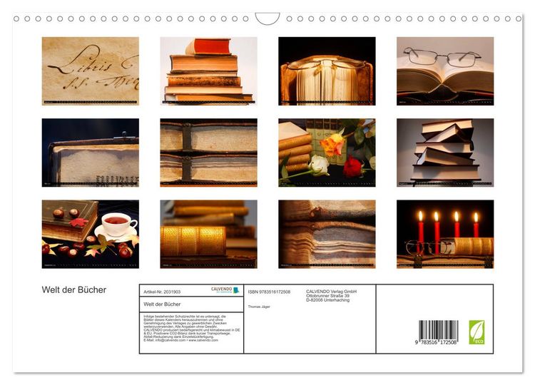 Produktbild: Welt der B&uuml;cher (Wandkalender 2026 DIN A3 quer), CALVENDO Monatskalender