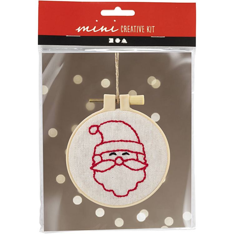 Produktbild: Creativ Company DIY Sets Sticken & Nadelstanzen Mini Kreativ Set Sticken, Weihnachtsmann, Kreativ Box
