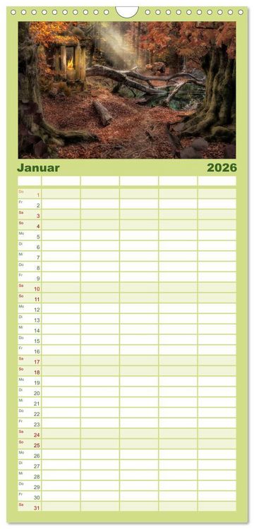 Produktbild: Familienplaner 2026 - Waldgeheimnisse mit 5 Spalten (Wandkalender, 21 x 45 cm) CALVENDO