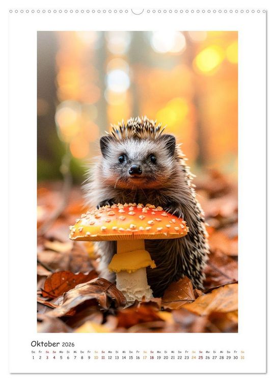 Produktbild: Lustige kleine Igel (hochwertiger Premium Wandkalender 2026 DIN A2 hoch), Kunstdruck in Hochglanz