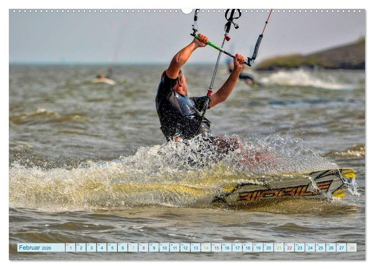 Produktbild: Kitesurfen - Wasser, Wind und coole Typen (Wandkalender 2026 DIN A2 quer), CALVENDO Monatskalender