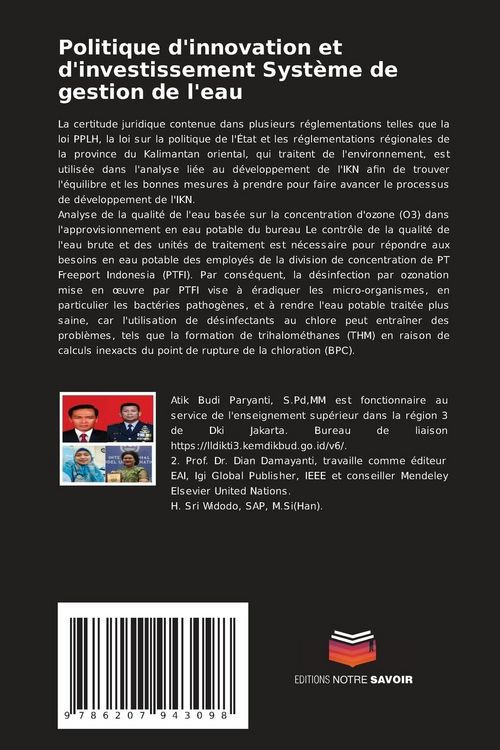 Produktbild: Politique d'innovation et d'investissement Syst&egrave;me de gestion de l'eau