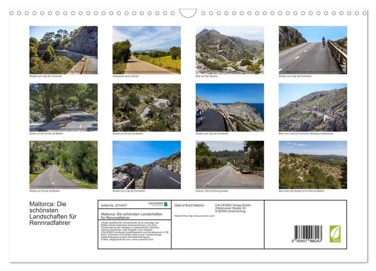 Produktbild: Mallorca: Die sch&ouml;nsten Landschaften f&uuml;r Rennradfahrer (Wandkalender 2026 DIN A3 quer), CALVENDO Monatskalender